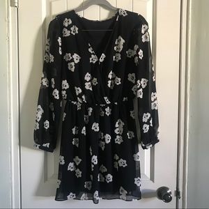 Express Sheer Floral Print Dress